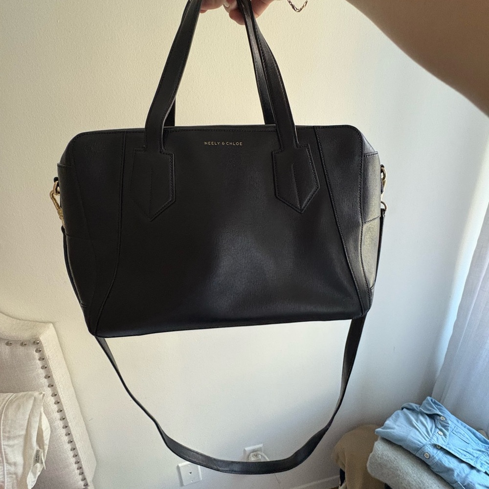 Black Leather Tote Bag